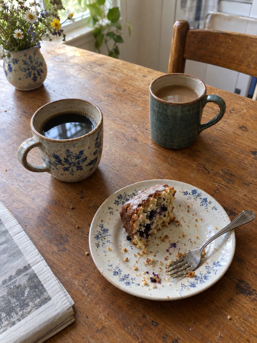 Eine Tasse Kaffee auf einem Holztisch